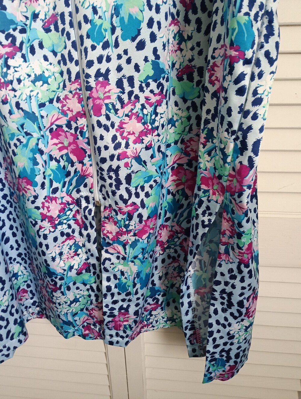 Women's Miss Elaine Floral Print Zip-Front Robe/Nightgown (2X) - Picture 5 of 15